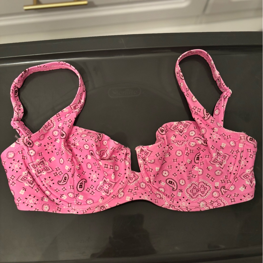 Aerie Pink Bandana Print Swim Top